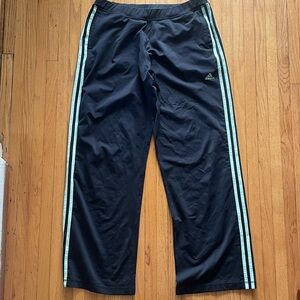 Adidas Women’s Tricot 3-Stripe Pants Black/Light Green Y2K Loose Fit Streetwear